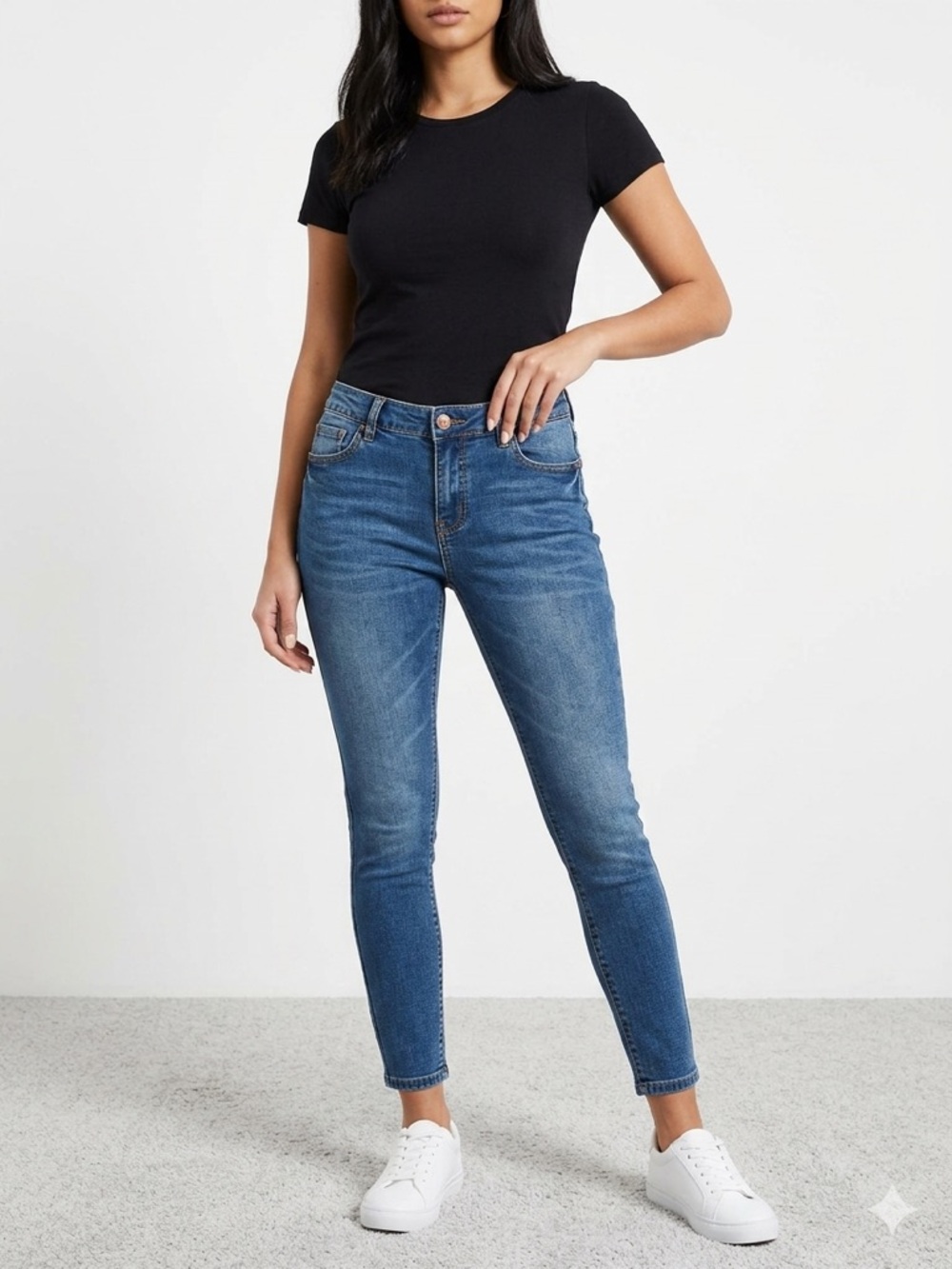 Cotton On "91 Skinny" Mid-Rise Jeans in Classic Blue Wash - Size 6